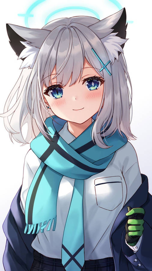 Cute Anime Girl Blue Scarf Wallpaper