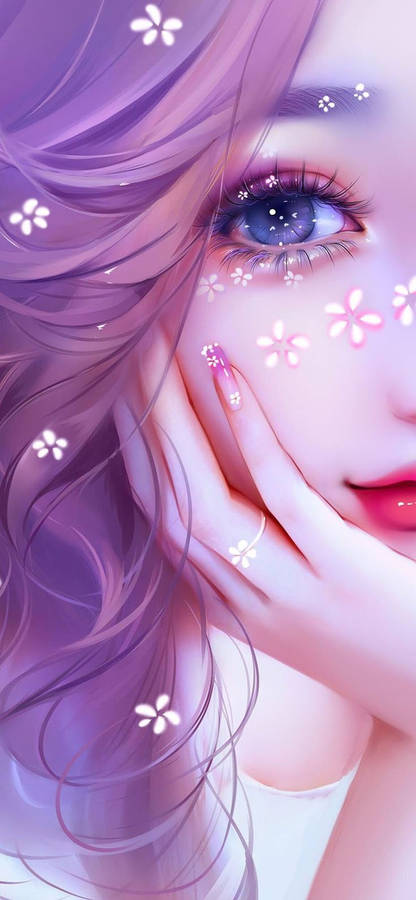 Cute Anime Girl Half Face Wallpaper