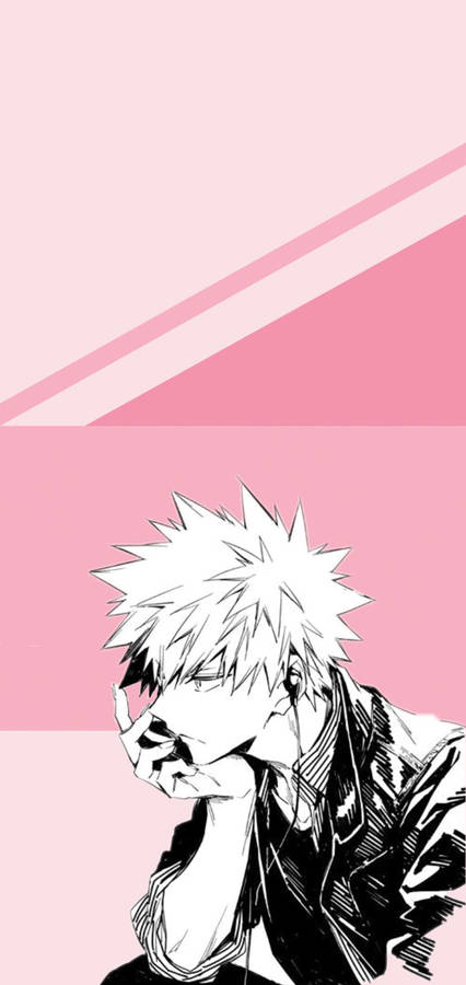 Cute Bakugo Music Listening Wallpaper