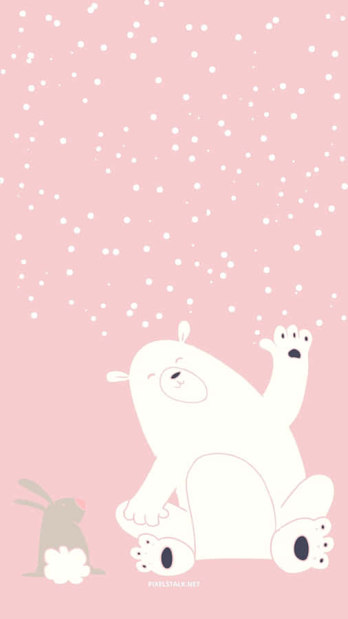 Cute Bear And Rabbit Winter Phone Wallpaper