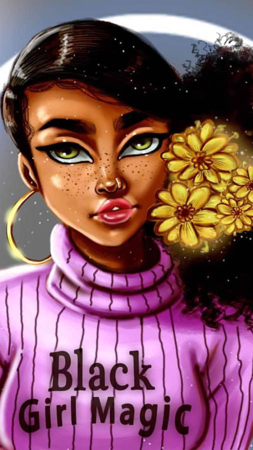 Cute Black Girl In Pink Turtle Neck Wallpaper