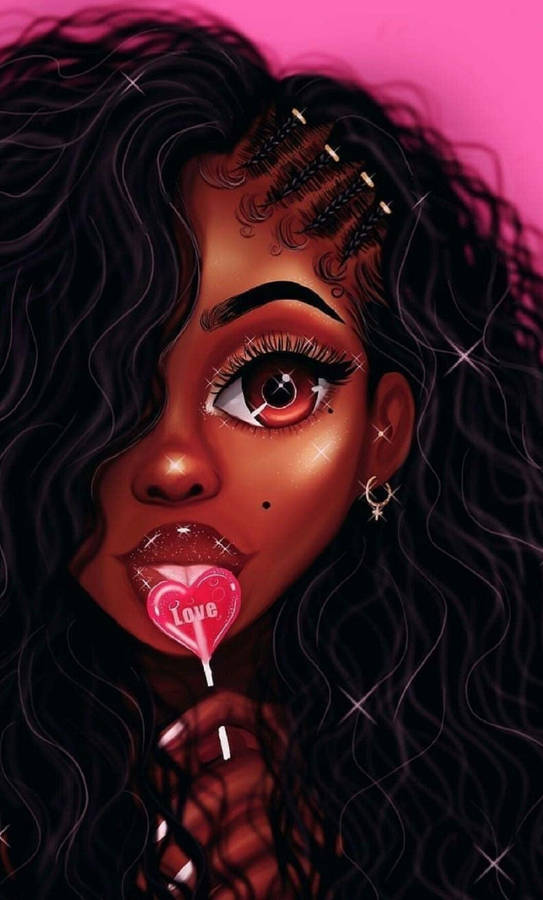 Cute Black Girl Lollipop Wallpaper