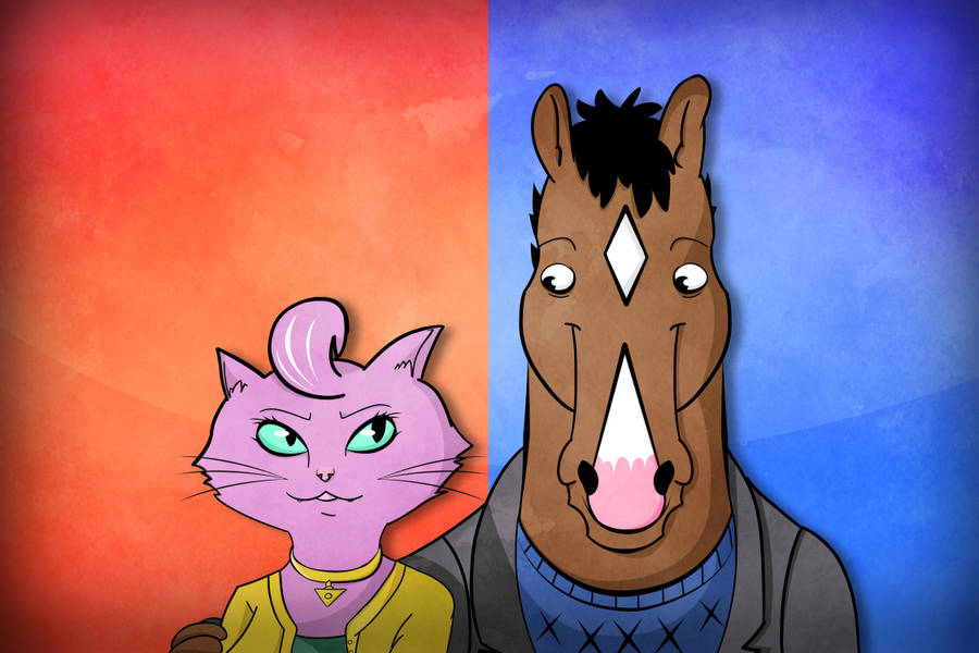 Cute Bojack Horseman And Carolyn Artwork Wallpaper