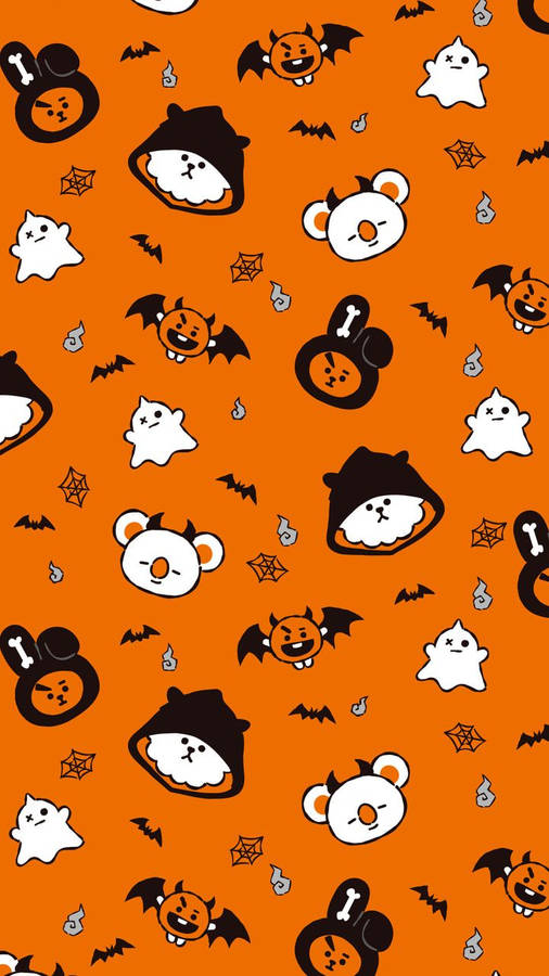 Cute Bt21 Halloween Orange Wallpaper