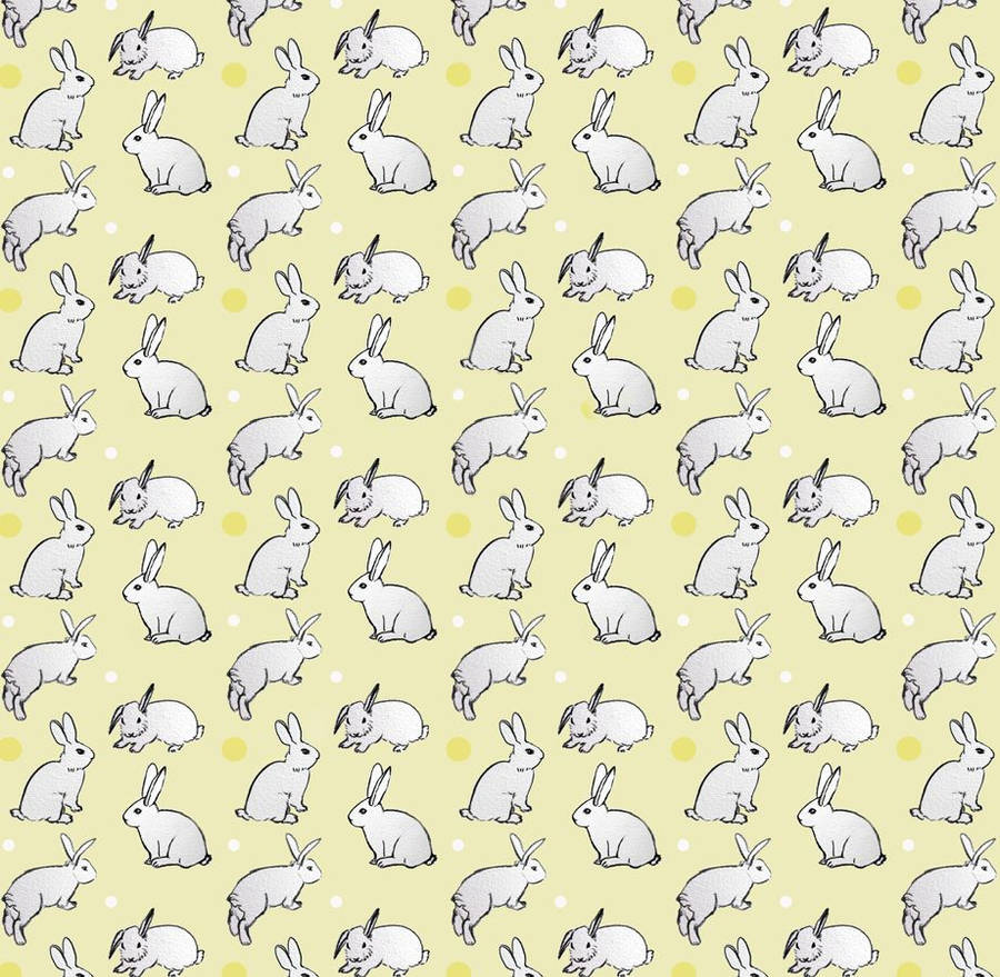 Cute Bunny Drawing On Yellow Wallpaper