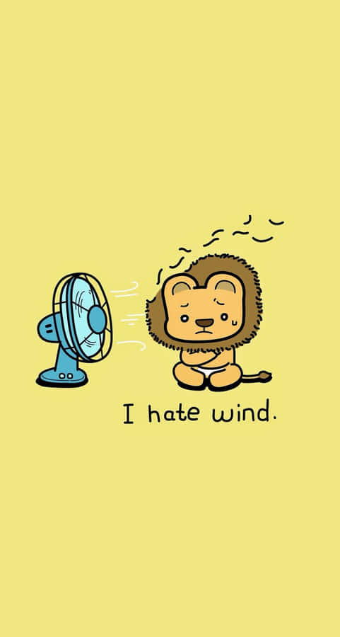 Cute Cartoon Animal Lion And Electric Fan Wallpaper