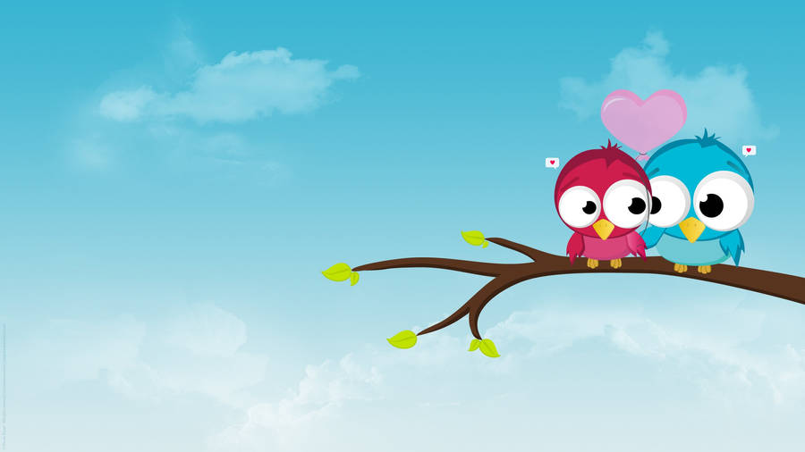 Cute Cartoon Love Birds Wallpaper