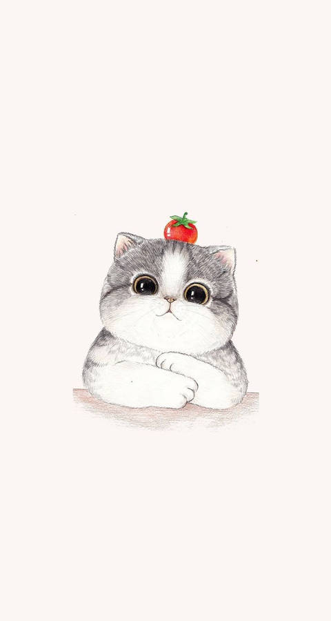 Cute Cat Art Drawing Wallpaper