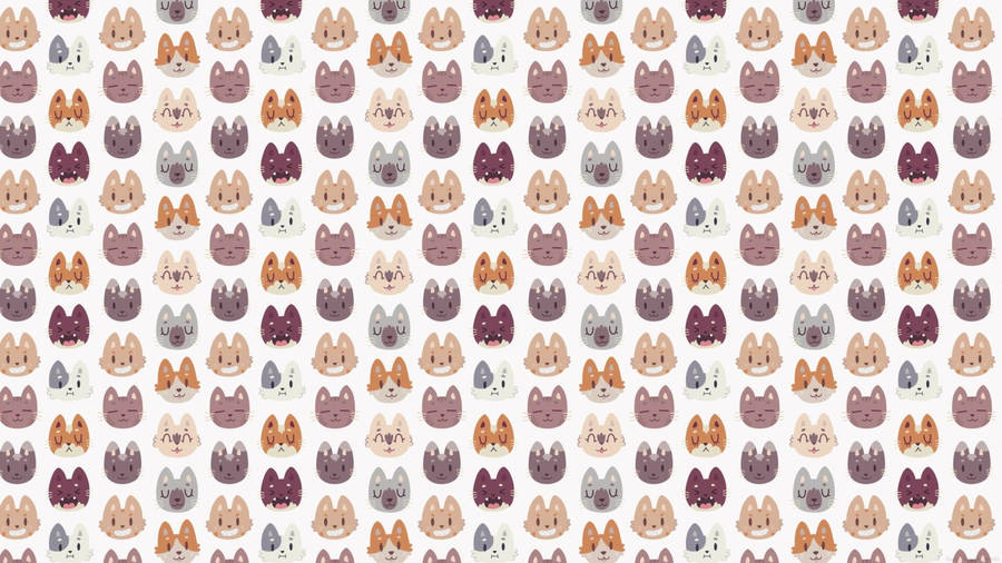 Cute Cat Pattern Laptop Wallpaper