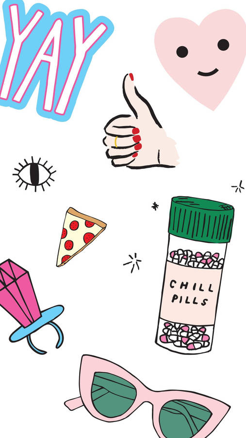 Cute Chill Aesthetic Stickers Wallpaper