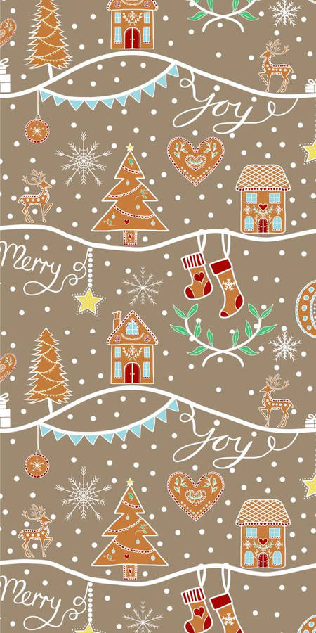 Cute Christmas Iphone Brown Wallpaper