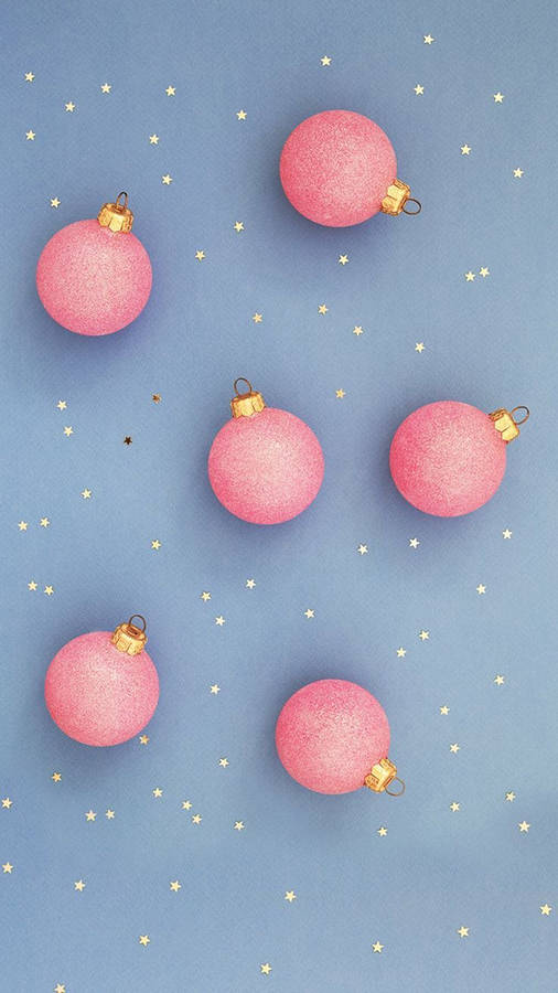 Cute Christmas Iphone Pink Balls Wallpaper