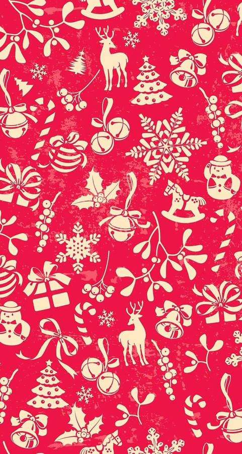 Cute Christmas Iphone Red And Gold Wallpaper