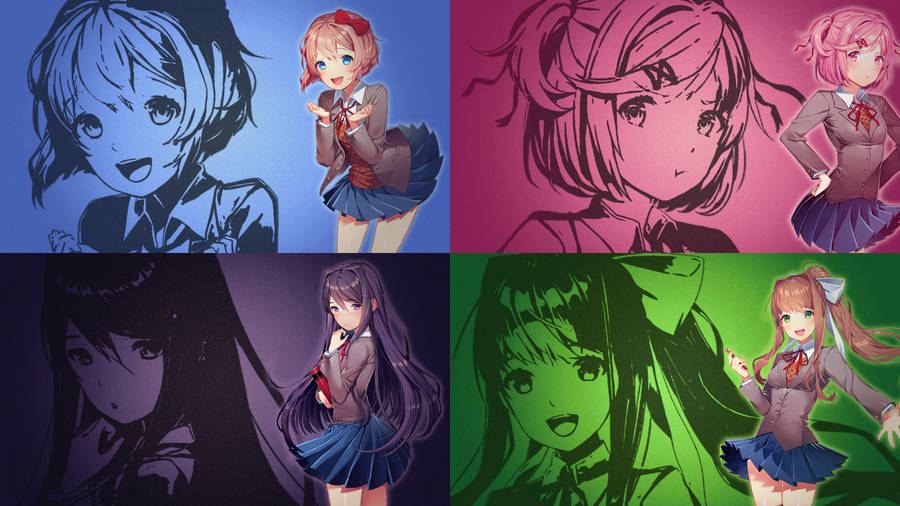 Cute Collage Doki Doki Literature Club Wallpaper