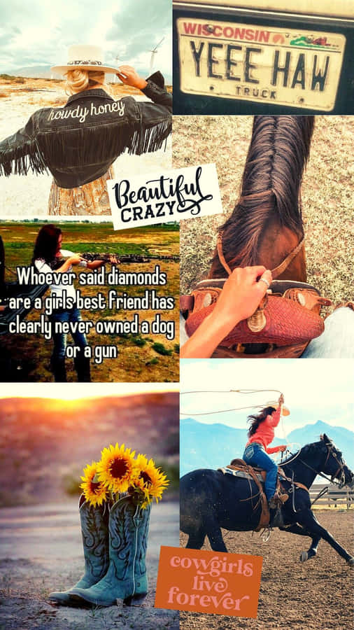 Cute Country Aesthetic Girl Collage Wallpaper