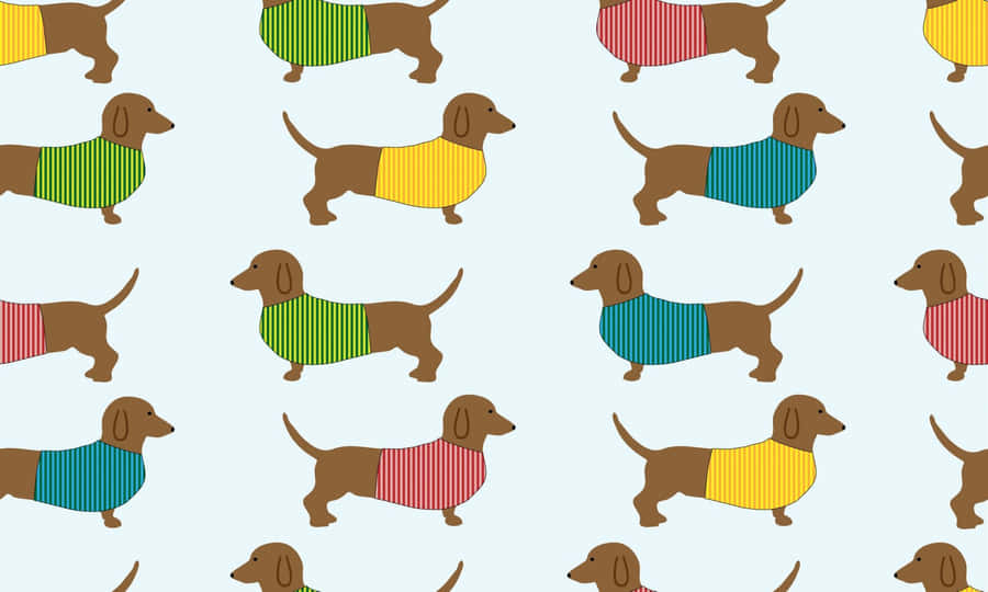 Cute Dachsund Pattern Desktop Wallpaper