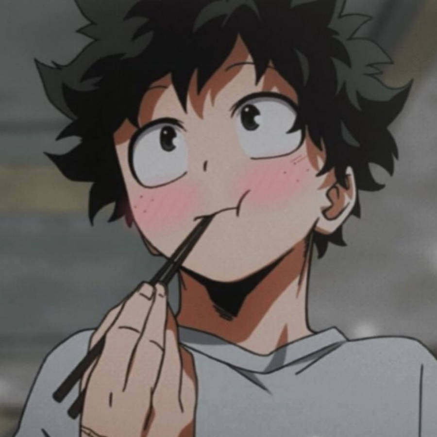 Cute Deku Using Chopsticks Wallpaper