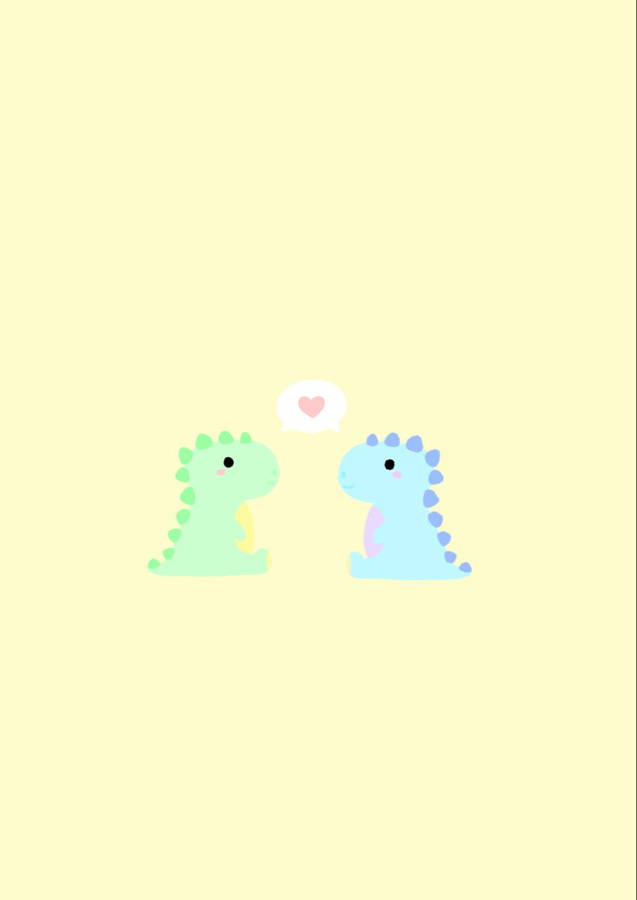 Cute Dinosaur Phone Green And Blue Friends Wallpaper