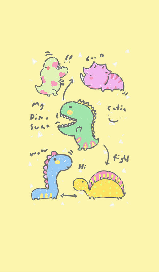 Cute Dinosaur Phone Words Wallpaper