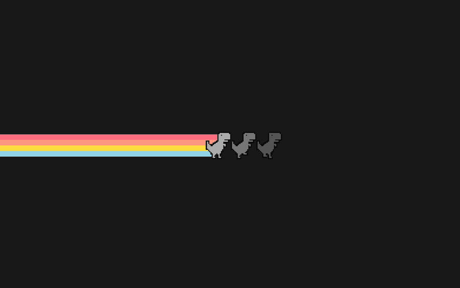 Cute Dinosaur Rainbow Macbook Pro Aesthetic Wallpaper