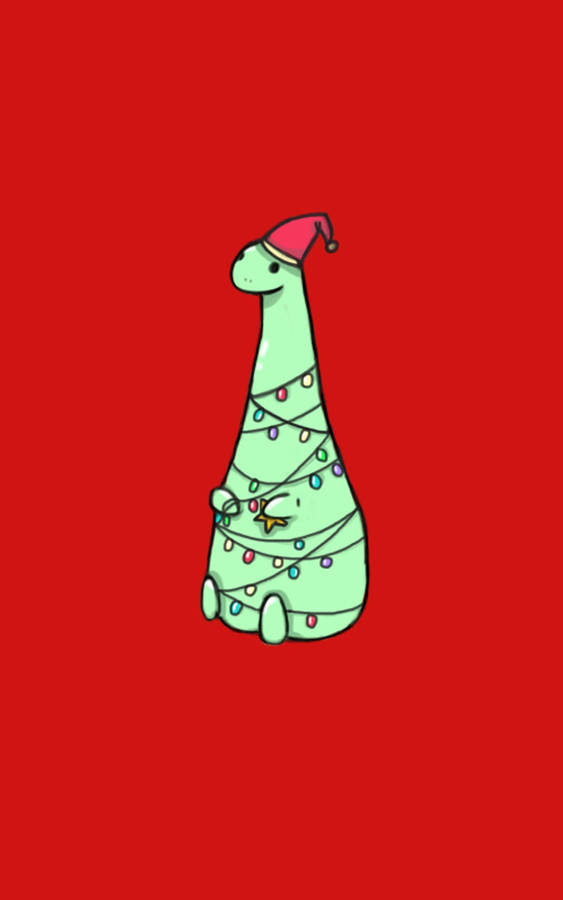 Cute Dinosaur With Christmas Lights Wallpaper