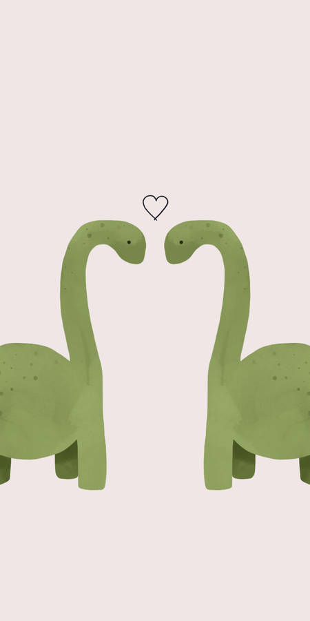 Cute Dinosaurs In Love Wallpaper