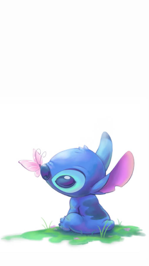 Cute Disney Stitch Pink Butterfly Wallpaper