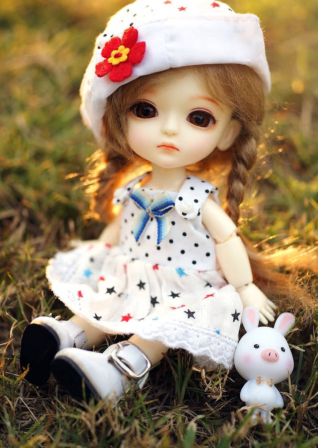 Cute Doll With Piggy Toy Wallpaper