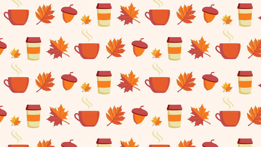 Cute Fall Coffee Pattern Wallpaper