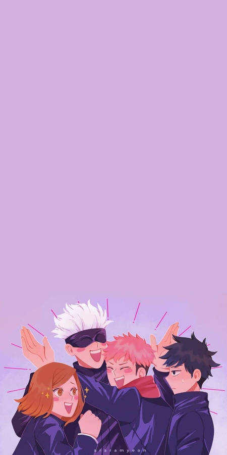 Cute Fanart Itadori And Classmates Jujutsu Kaisen Phone Wallpaper