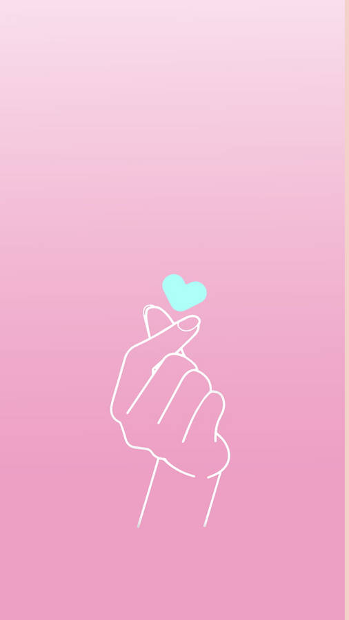 Cute Finger Heart Line Drawing Wallpaper