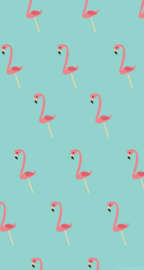 Cute Flamingo Cartoon Pattern Wallpaper