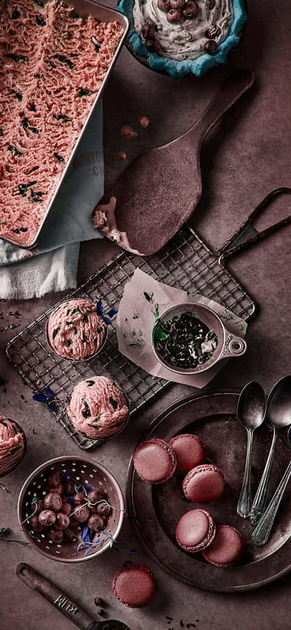 Cute Food Iphone On A Table Wallpaper