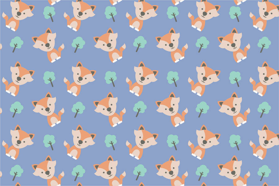 Cute Fox Seamless Pattern Wallpaper