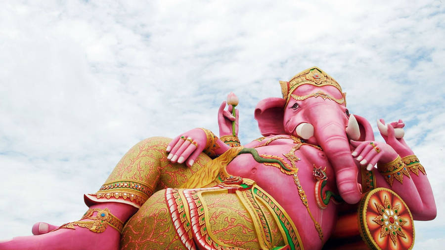 Cute Ganesha Giant Statue Resting Wallpaper