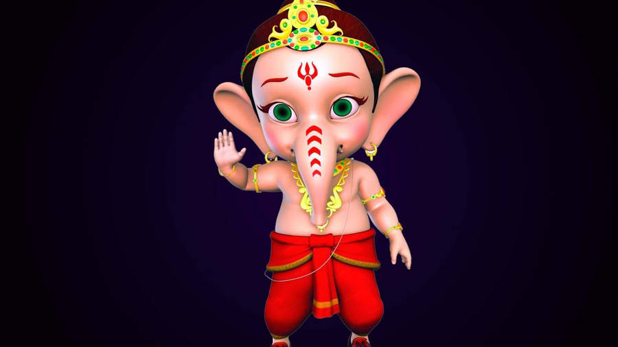 Cute Ganesha Little Boy Cartoon Wallpaper