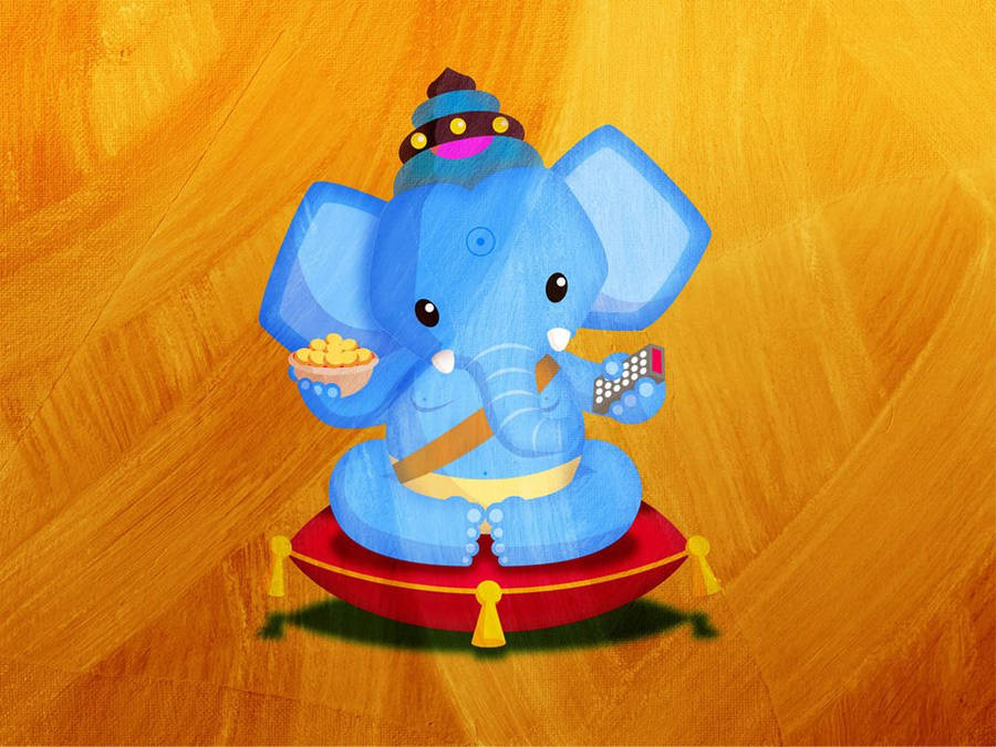 Cute Ganesha On A Pillow Wallpaper