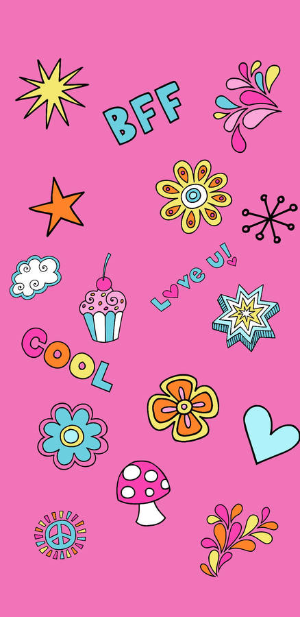 Cute Girly Bff Stickers Wallpaper