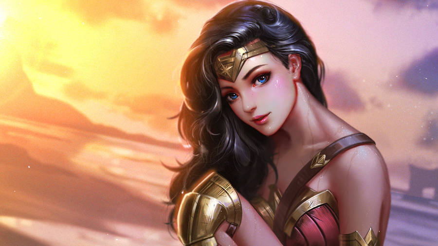 Cute Girly Wonder Woman Art Wallpaper