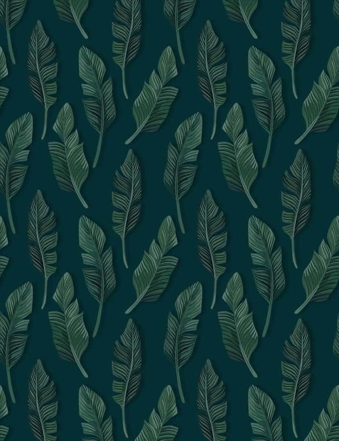 Cute Green Leaves Blue Wallpaper