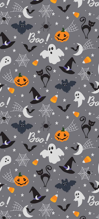 Cute Halloween Iphone Pattern In Gray Wallpaper