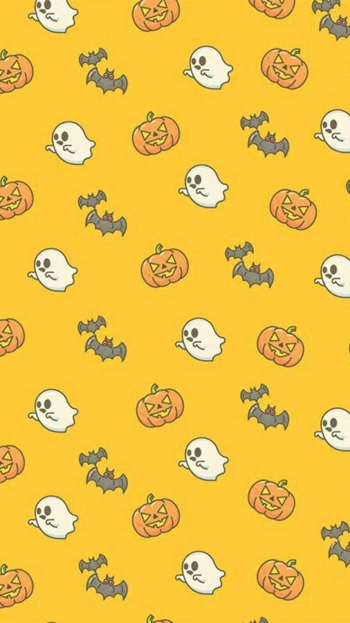 Cute Halloween Iphone Yellow Pattern Wallpaper