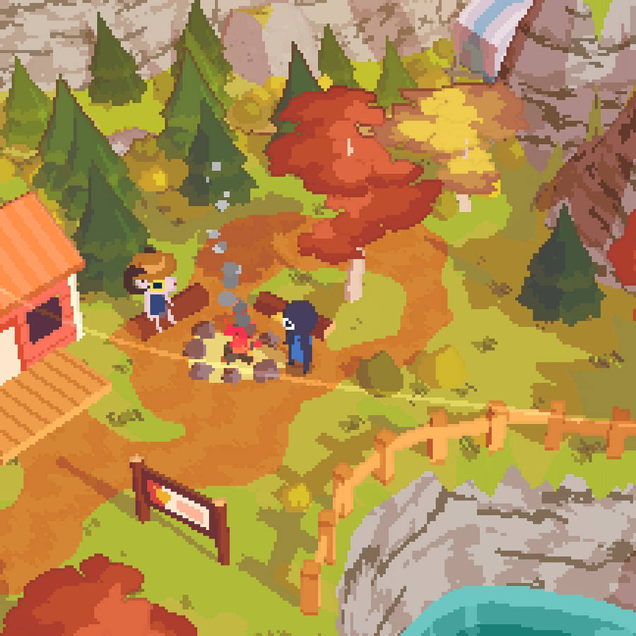 Cute Hiking Pixel Art Wallpaper