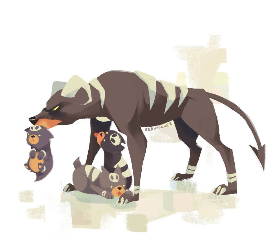 Cute Houndoom Family Wallpaper