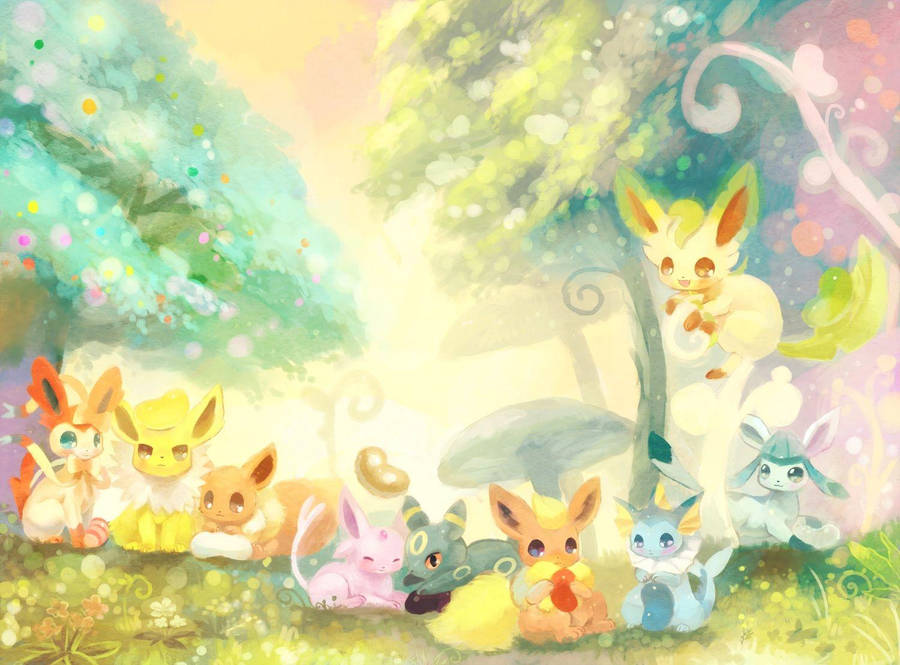 Cute Jolteon And Eeveelutions Wallpaper