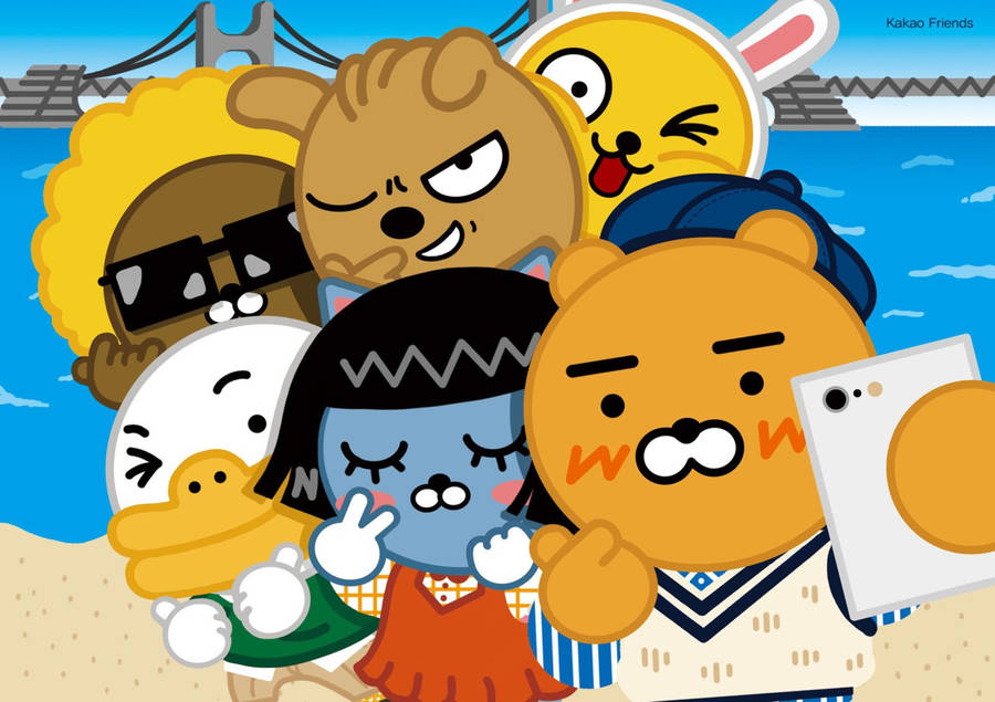 Cute Kakao Friends Selfie Wallpaper