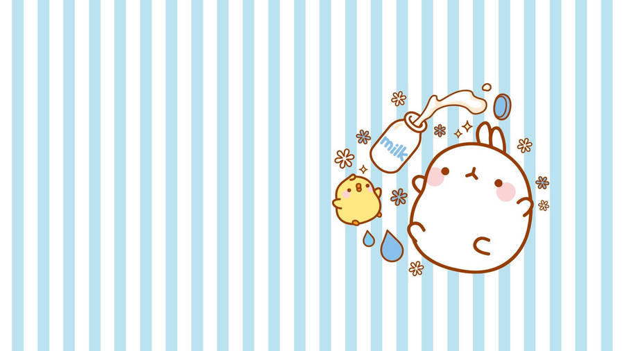 Cute Kawaii Aesthetic Milk Stripes Wallpaper