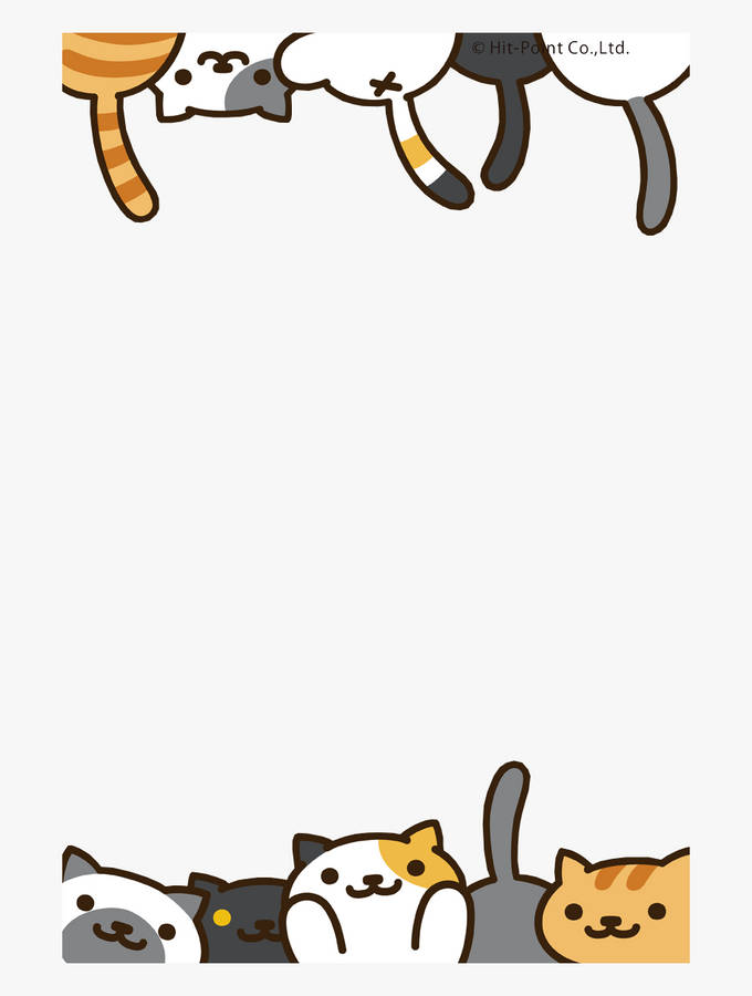 Cute Kawaii Cat Borders Wallpaper