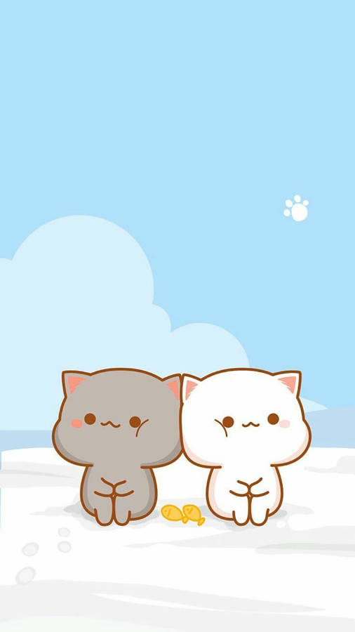 Cute Kawaii Cat Sitting Wallpaper