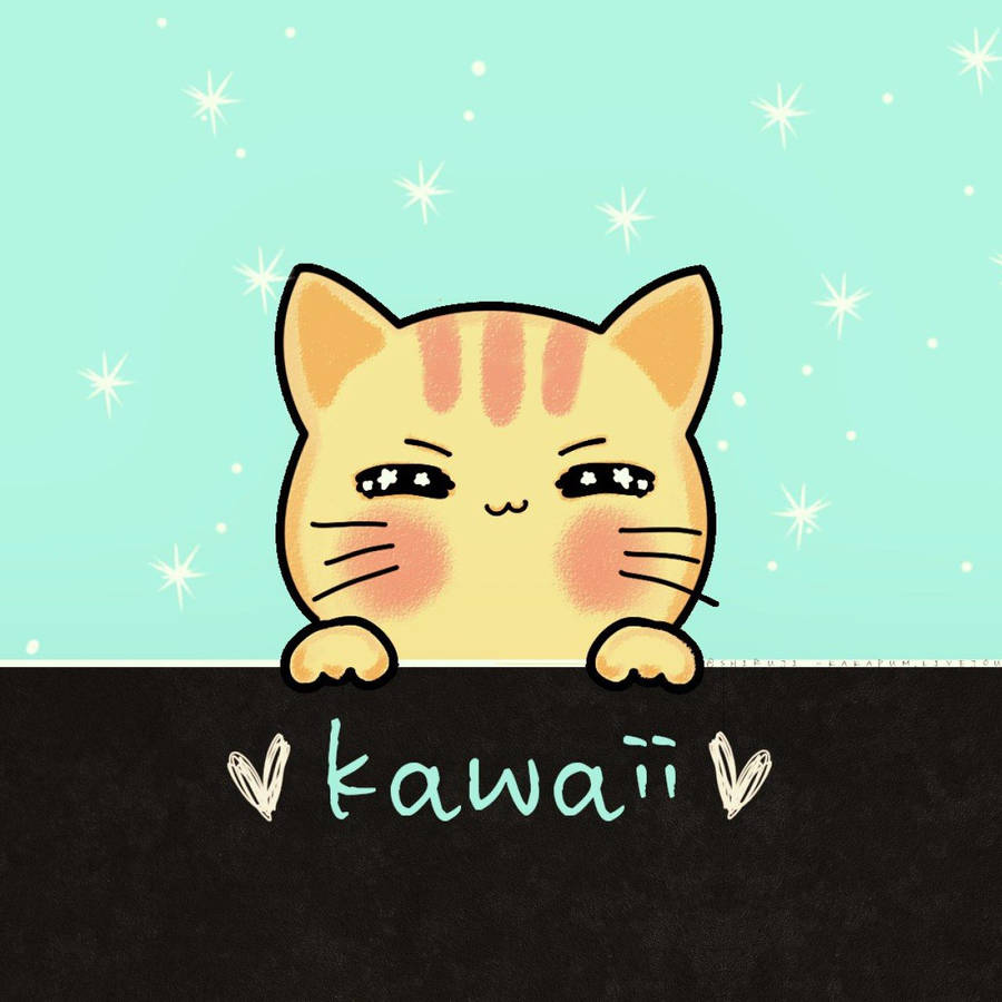 Cute Kawaii Cat With Text Wallpaper